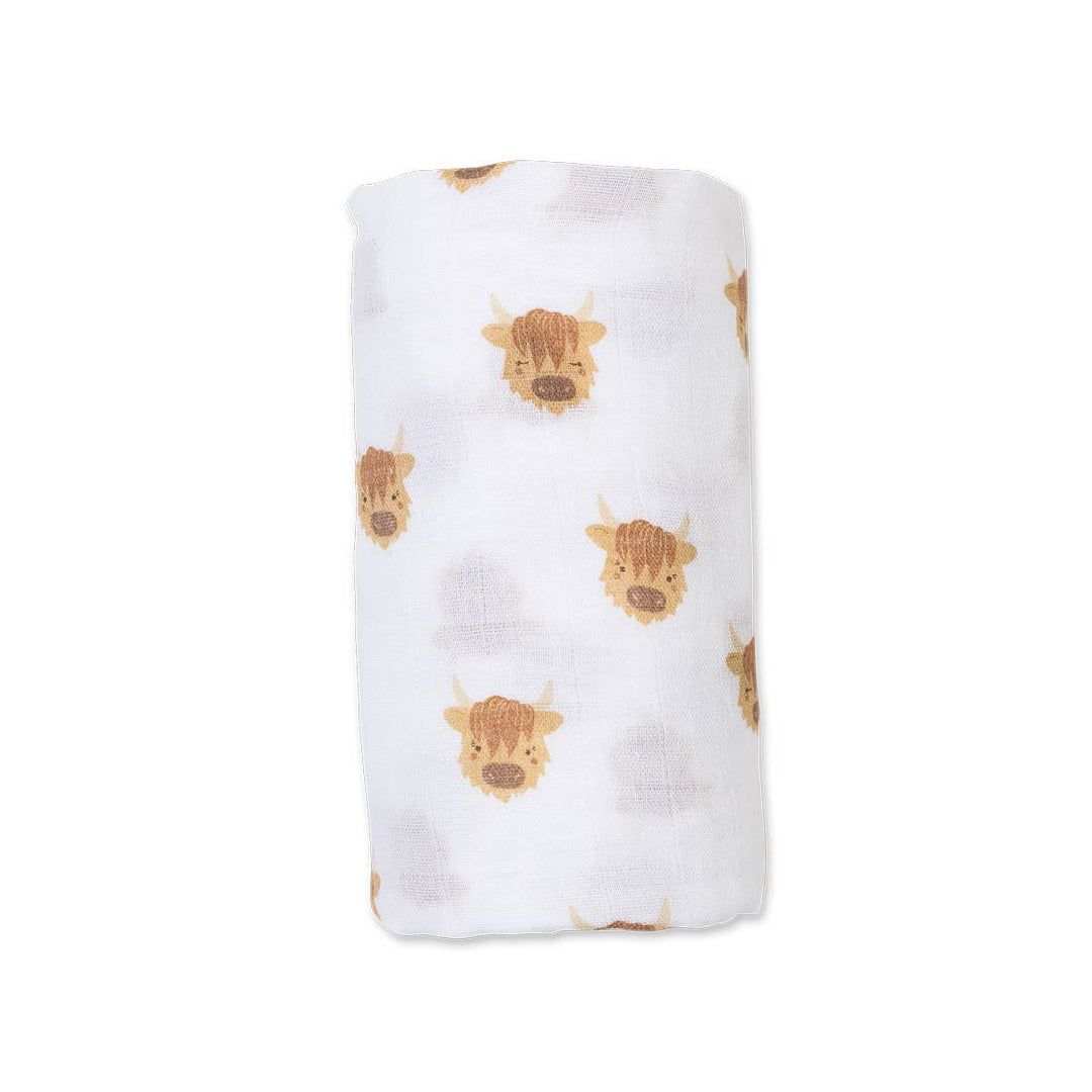 Muslin Cotton Swaddle Blanket - Large - Highland Cow - Gift Smack Gift Company