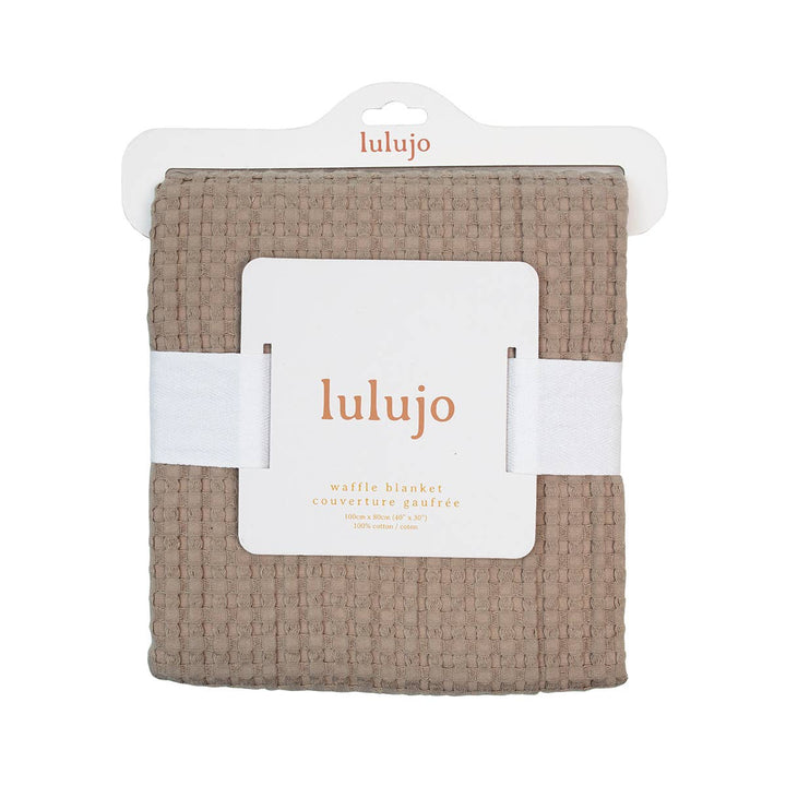 Lulujo waffle blanket in packaging on a white background