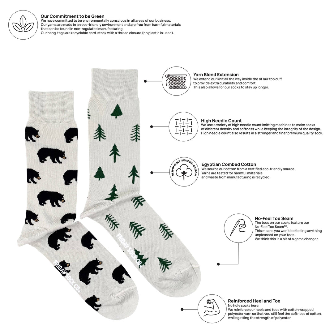 Men’s Bear and Trees Socks: Men's 7 - 12