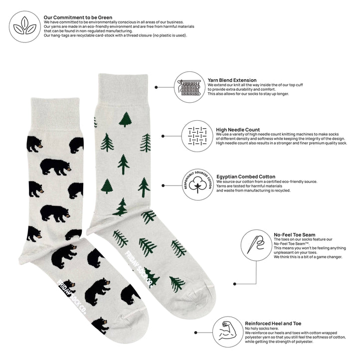 Men’s Bear and Trees Socks: Men's 7 - 12