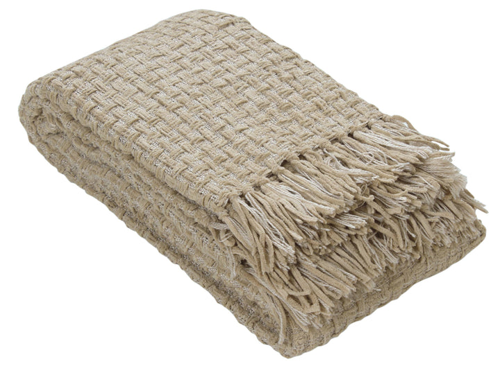 Chenille Basket Weave Throw Blanket, 50x60: Forest Green