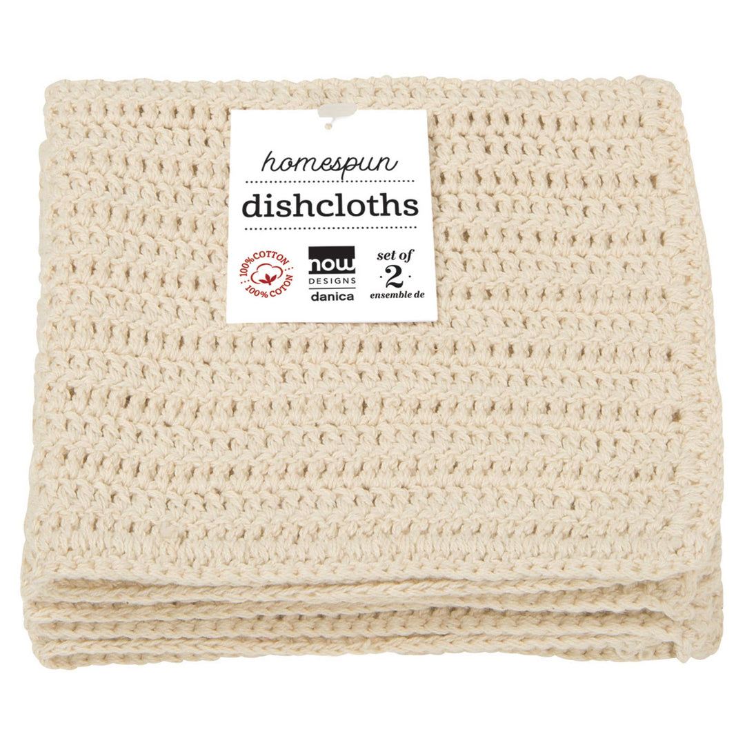 Homespun Natural Crocheted Dishcloths Set of 2