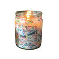 North Country Candle Happy Birthday soy candle with festive birthday design and natural wax finish.