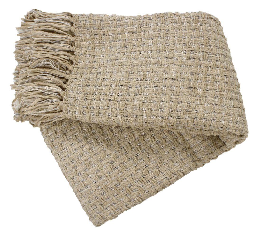 Fabstyles Chenille Basket Weave Throw Blanket, 50x60: Purple