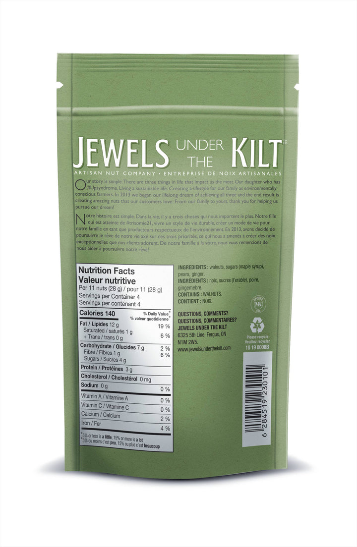 The back of a green stand-up pouch for &
