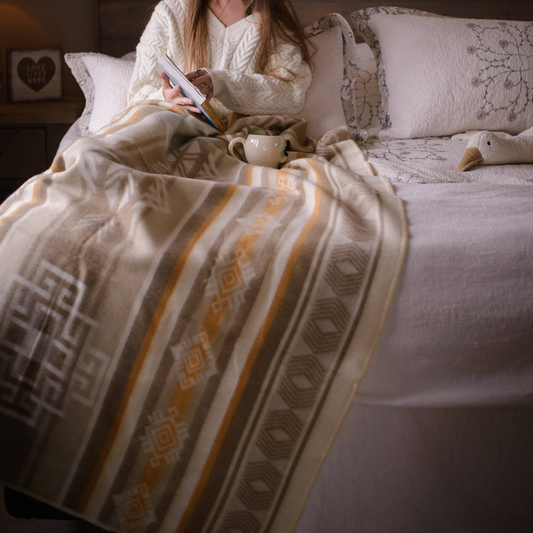 Sandstone Horizon Alpaca Throw Blanket
