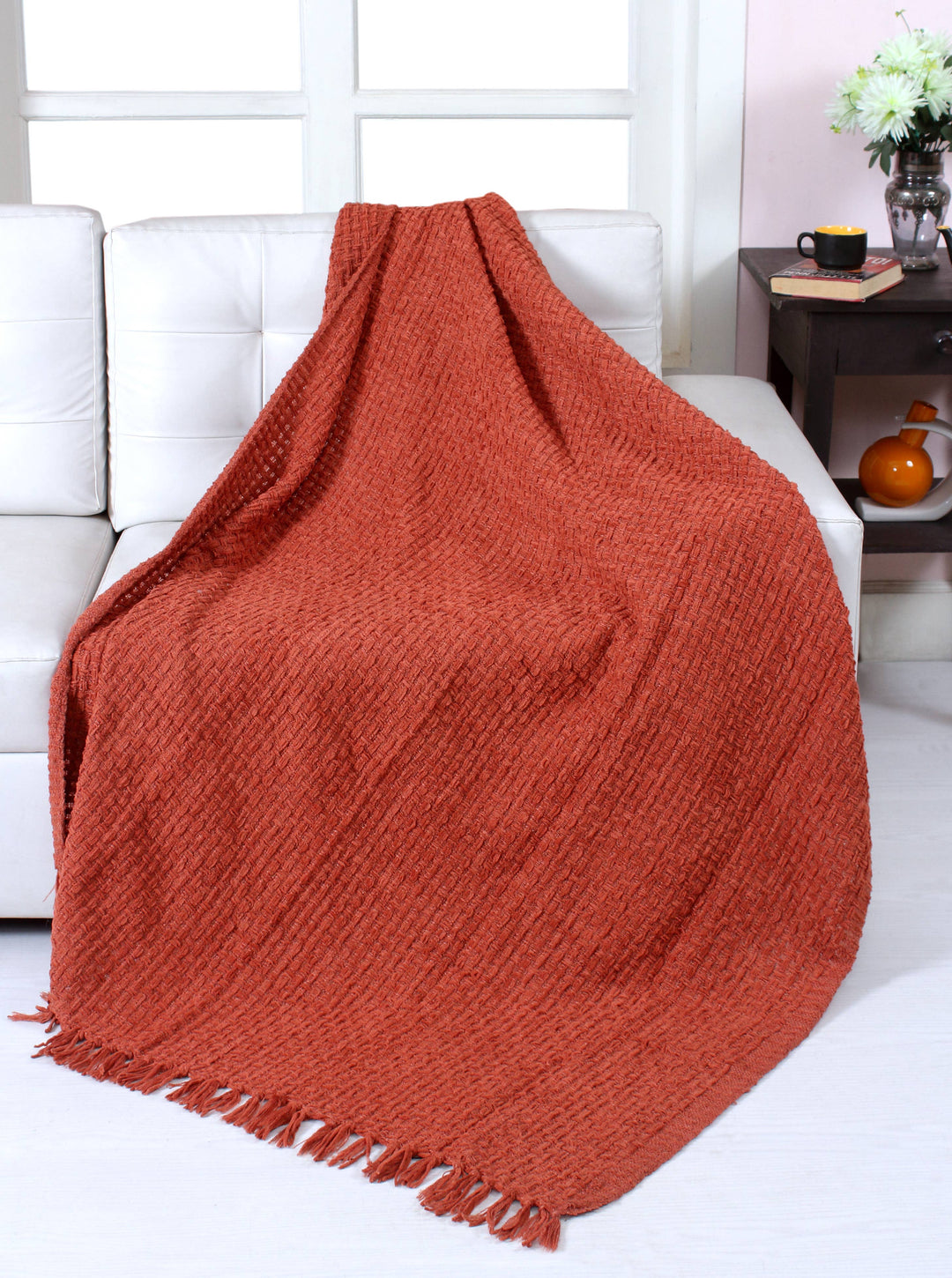 Chenille Basket Weave Throw Blanket, 50x60: Forest Green