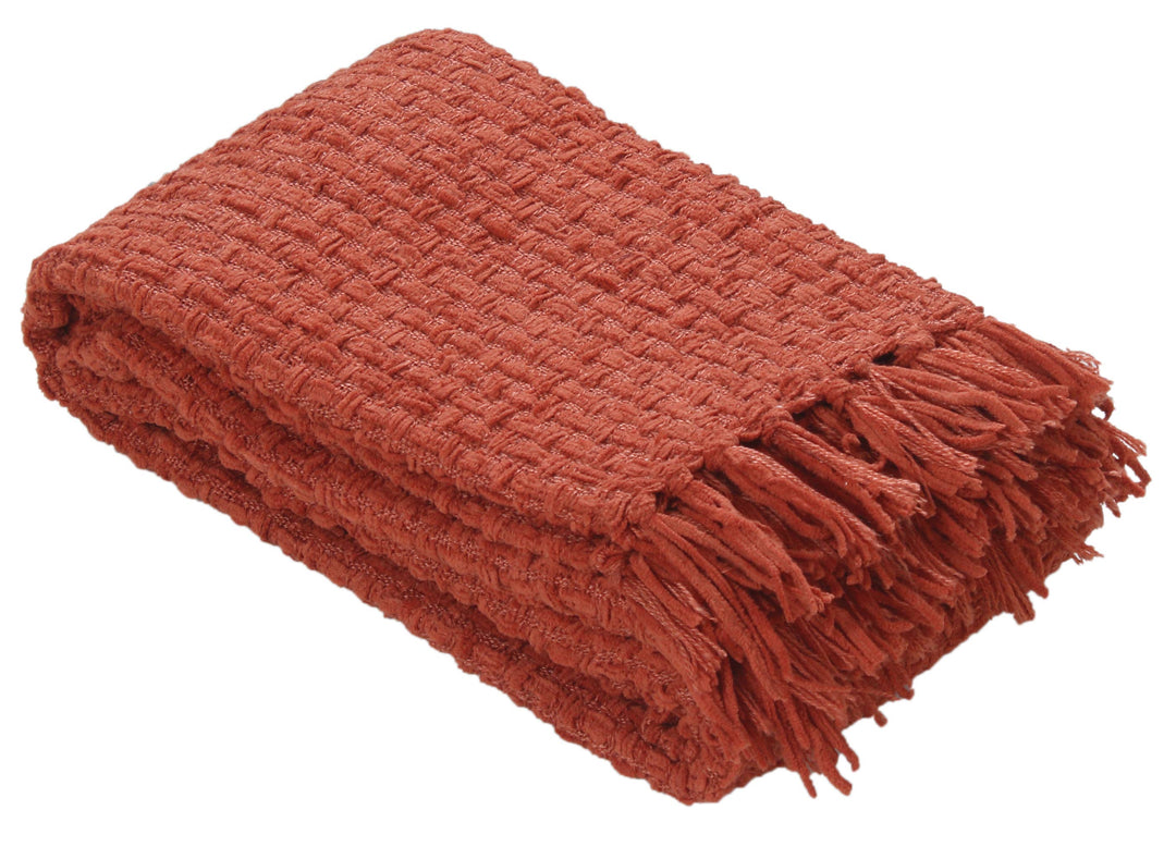 Chenille Basket Weave Throw Blanket, 50x60: Forest Green