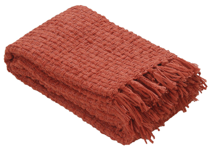 Chenille Basket Weave Throw Blanket, 50x60: Forest Green