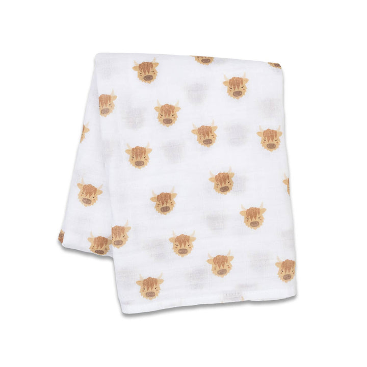 Muslin Cotton Swaddle Blanket - Large - Highland Cow - Gift Smack Gift Company