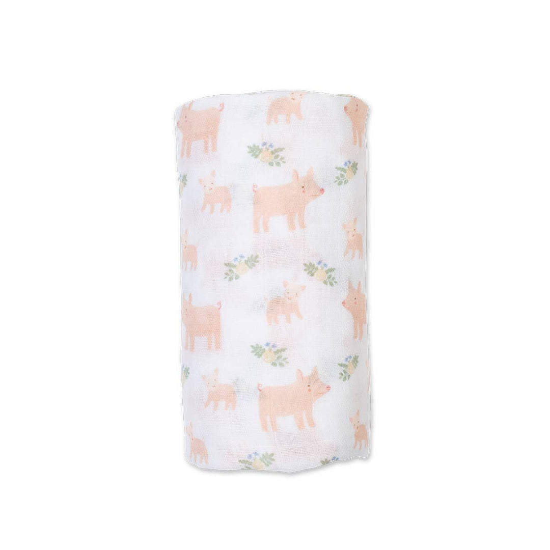 Muslin Cotton Swaddle Blanket - Piggy