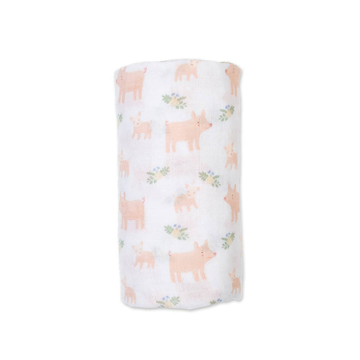 Muslin Cotton Swaddle Blanket - Piggy