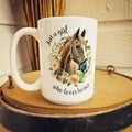 Rustic Girls Horse Girl mug featuring a horse illustration with a rustic, vintage style, perfect for horse lovers.