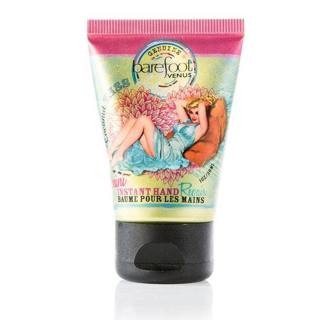 Hand cream tube with vintage-style design on a white background