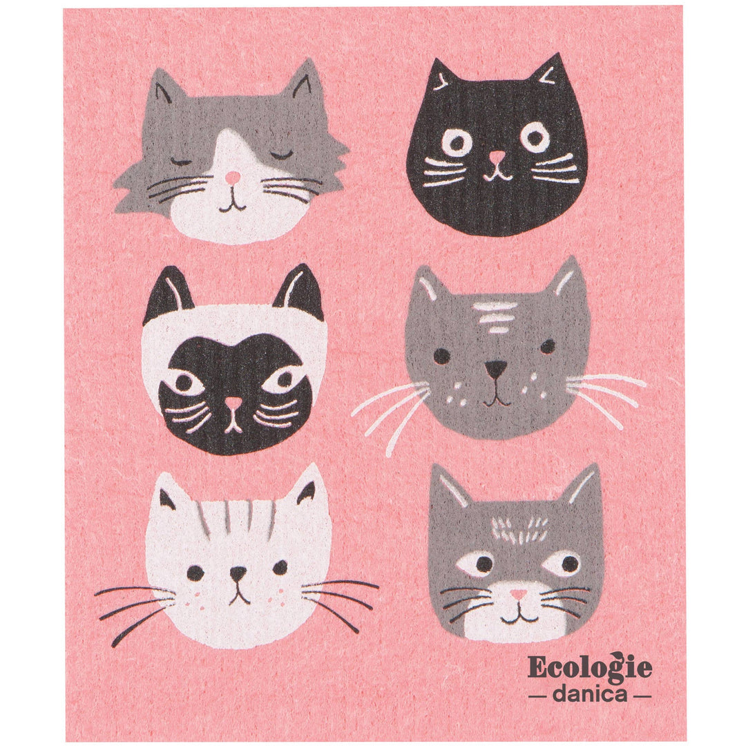 Pink cloth with cat faces and &