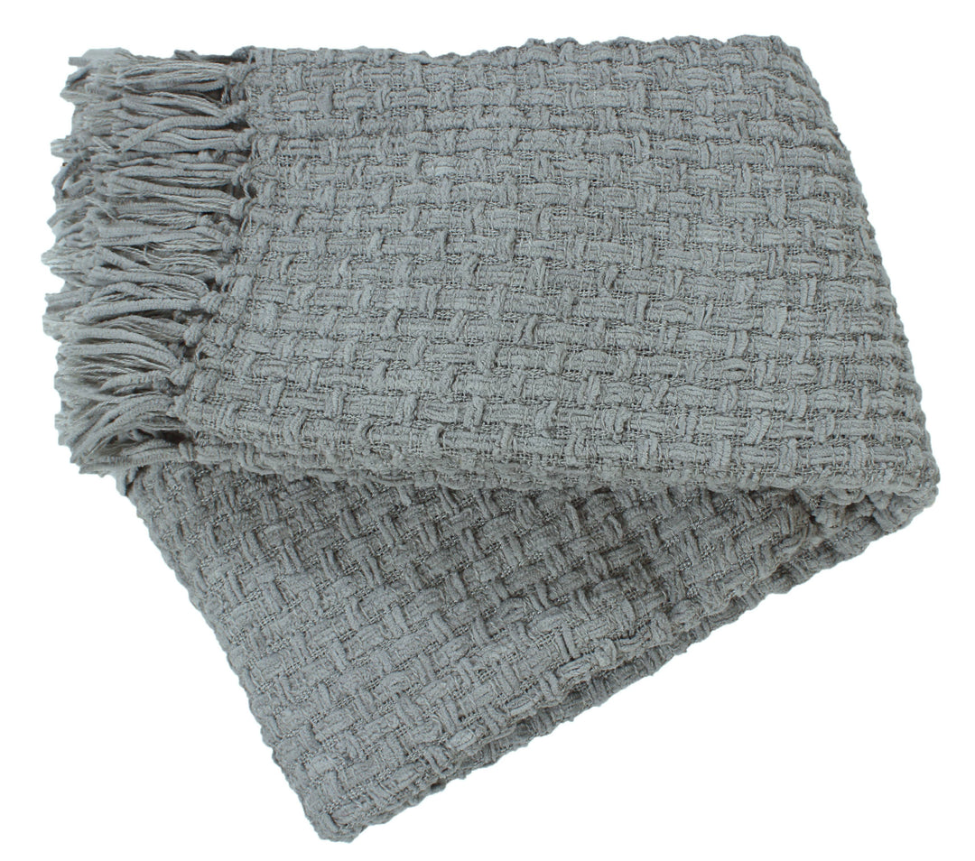 Chenille Basket Weave Throw Blanket, 50x60: Forest Green