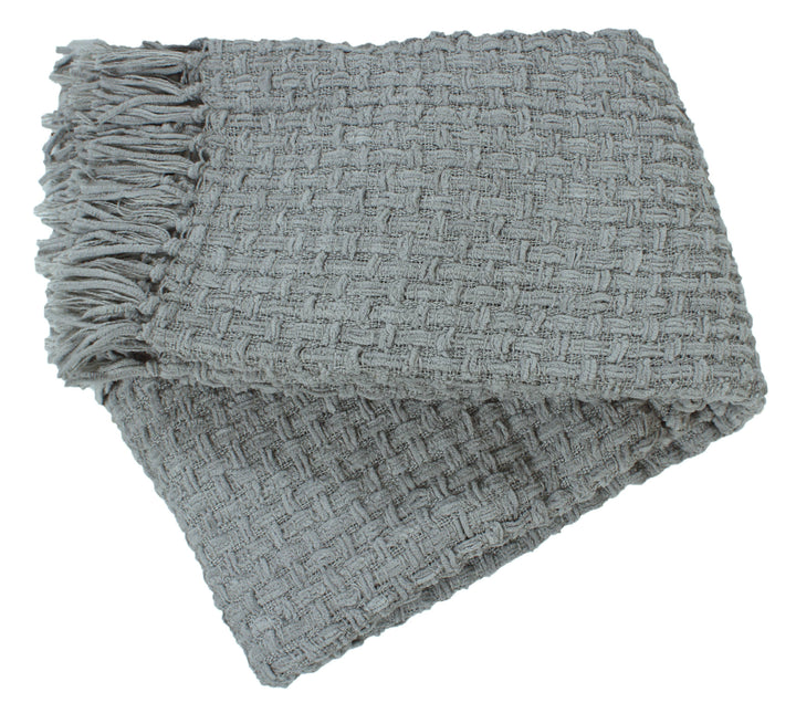Chenille Basket Weave Throw Blanket, 50x60: Forest Green
