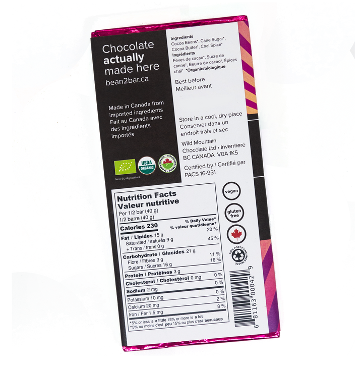 Wild Mountain Chai Latte Chocolate Bar