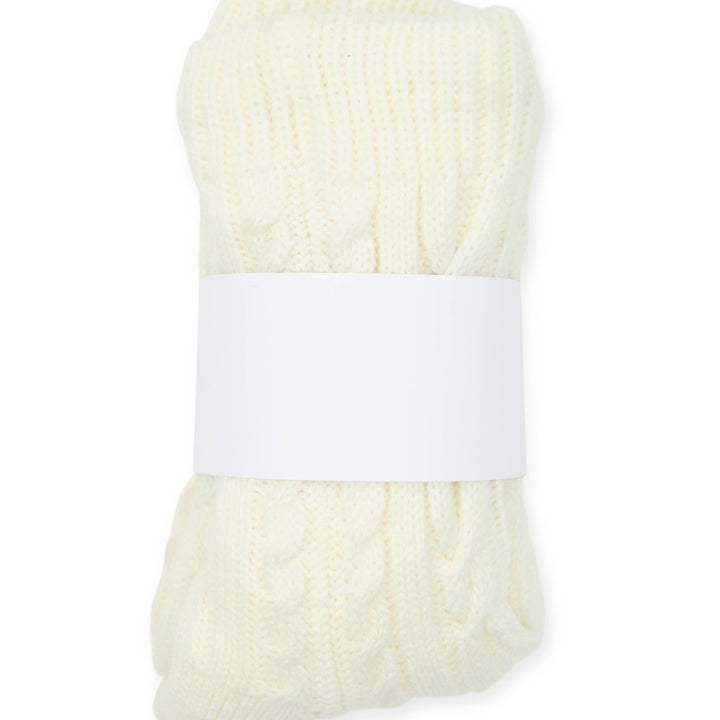 Cozy Sherpa Lined Cable Knit Slipper Socks: Ivory