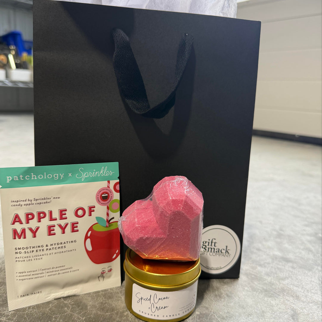 Product display with a jar, heart-shaped product, and &