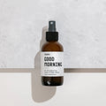 K'Pure Good Morning refreshing essential oil spray in 4oz bottle, versatile face mist, perfume, and hair fragrance, with a clear spray nozzle